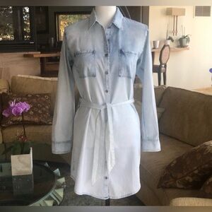 GARAGE Chambray Light Blue Denim Shirt Dress, Super CUTE!!! XS, EUC